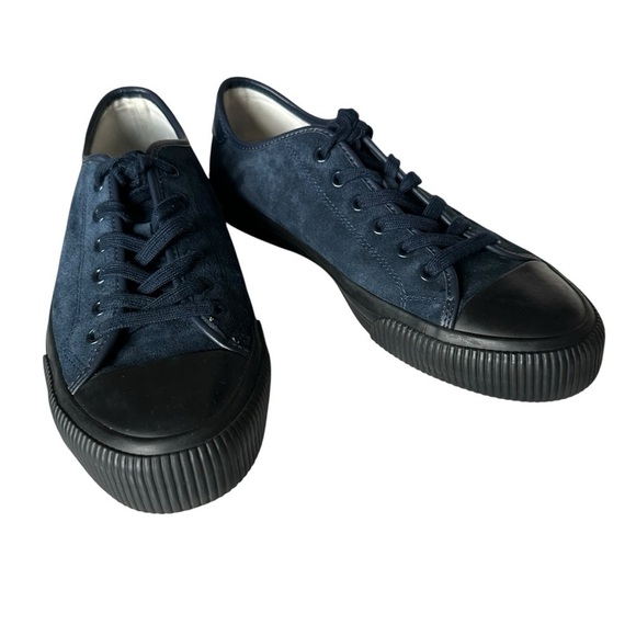 SANDRO BLUE LEATHER TRIMMED SUEDE SNEAKERS SIZE 43 - Picture 2 of 11